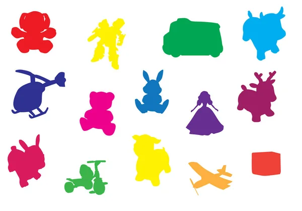 子供たちのおもちゃ 子供のアイコンのセットのカラフルなイラスト — ストックベクタ