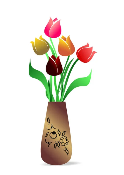 Illustratie Met Tulpen Bloemen — Stockvector