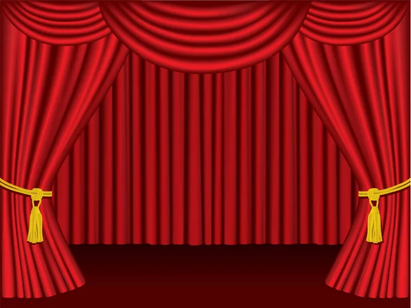 Bühnenvorhang Mit Roten Vorhängen — Stockvektor