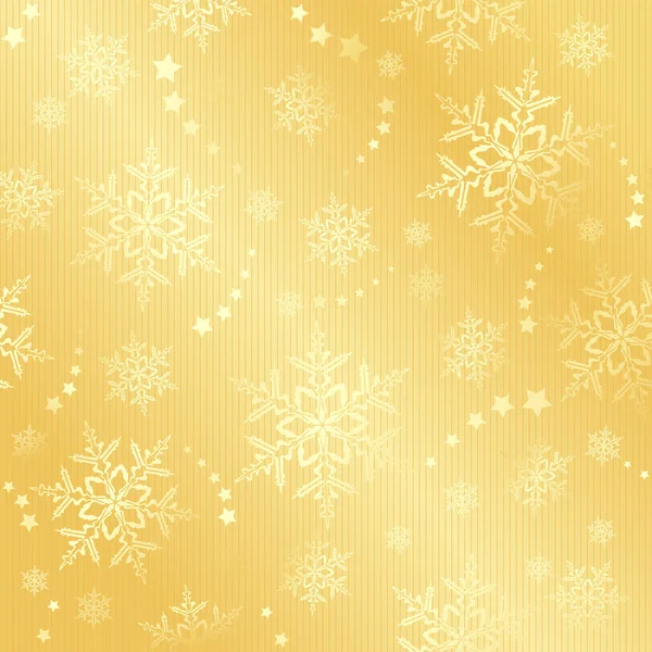 Copos Nieve Navidad Fondo Dorado — Vector de stock