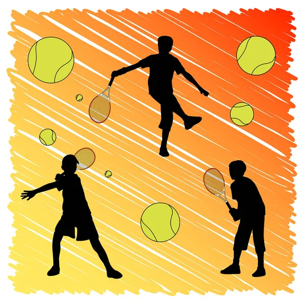 テニスをする2人のテニス選手のベクトルイラスト — ストックベクタ