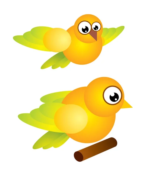 Dwa Żółte Ptaki Białym Tle — Wektor stockowy