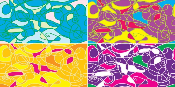 Ensemble Quatre Motifs Abstraits Colorés — Image vectorielle