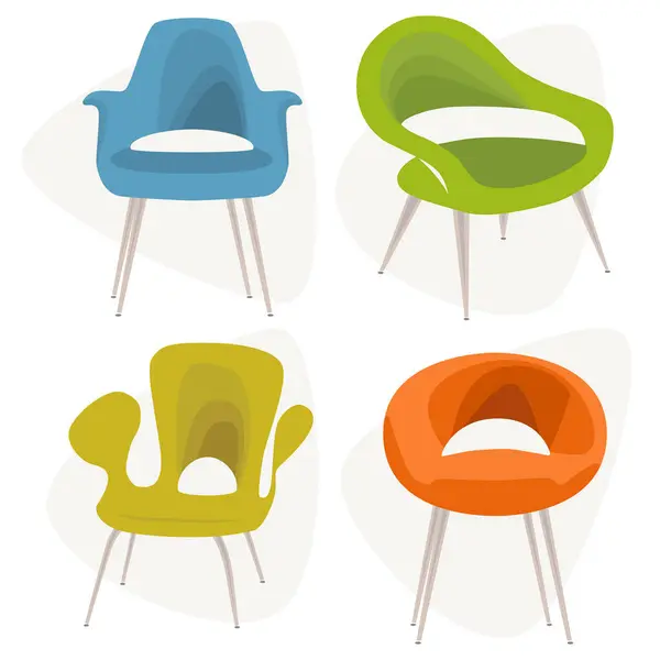 Conjunto Cadeiras Vetoriais Coloridas — Vetor de Stock