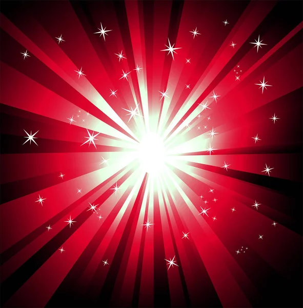 Fond Abstrait Avec Étoiles Rayons Rouges — Image vectorielle