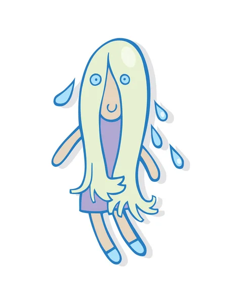 哭泣的女孩卡通人物 — 图库矢量图片