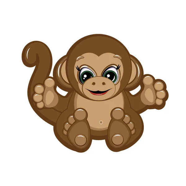 Cute Baby Monkey Cartoon — Stock Vector