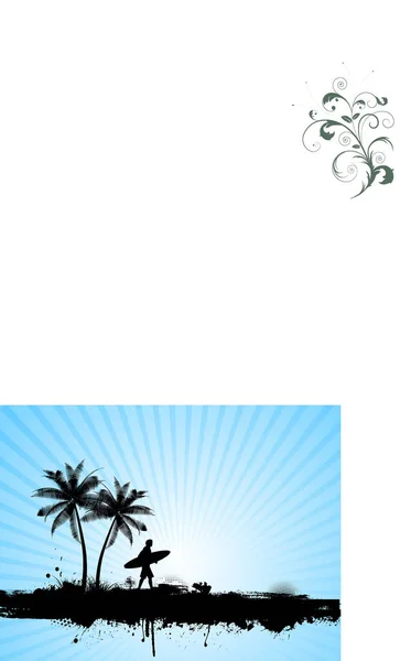 Ilustração Vetorial Fundo Férias Verão Com Praia Tropical —  Vetores de Stock