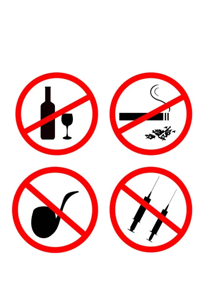 Soubor Zakázaných Značek Zákaz Kouření — Stockový vektor