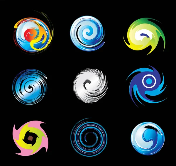Set Spiral Icons Vector Illustration — Stock Vector