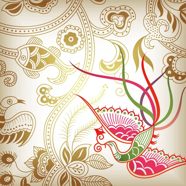 インドの花のクロムリーの装飾の設計 — ストックベクタ