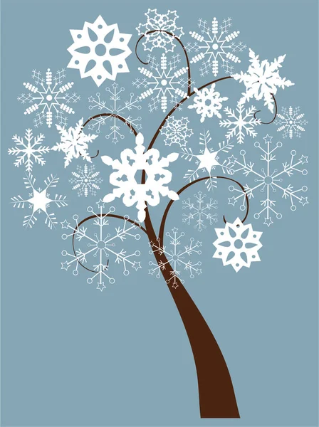 Векторная Иллюстрация Дерева Снежинками — стоковый вектор
