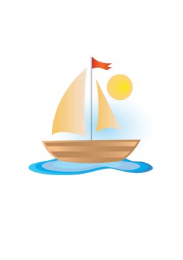 deniz botu simgesi düz tasarım