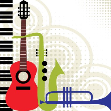 Müzik notaları olan gitar simgesi