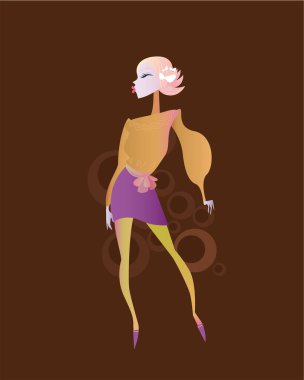 Vektör çizimi. Model. Güzel moda kızı.