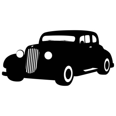 beyaz arkaplanda siyah siluet araba vektör çizimi