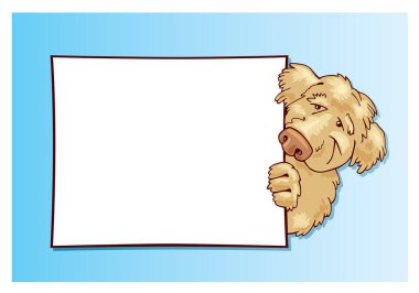 Afiş taşıyıcı illüstrasyon taşıyan bir köpek