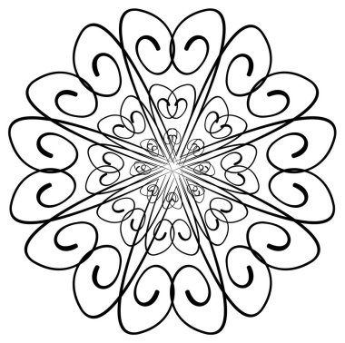 Soyut vektör mandala. beyaz arkaplanda izole edilmiş siyah ve beyaz karalama boyama sayfası