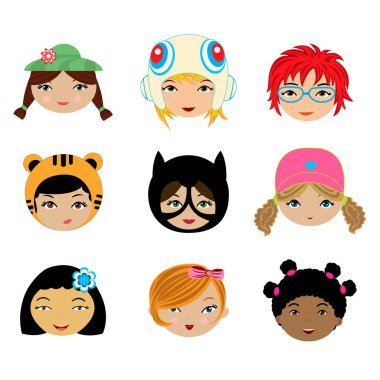 Farklı yüzler ve kızlar.