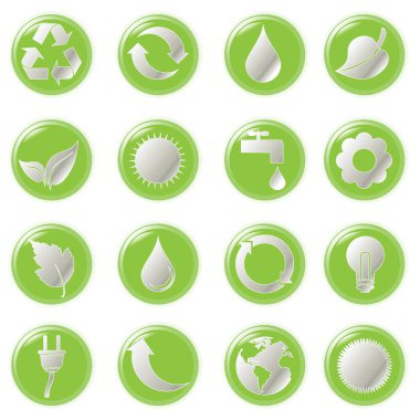 Beyaz arka plan üzerinde ekoloji simgeler