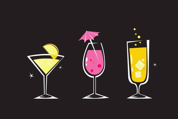 Set Cocktails Drinks Vector Illustration — Stock Vector