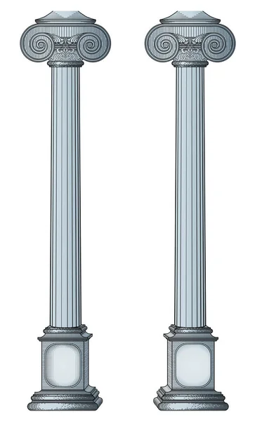 Ancient Marble Pillars Isolated White Background — Stock Vector