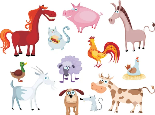 Набор Различных Персонажей Сельскохозяйственных Животных — стоковый вектор