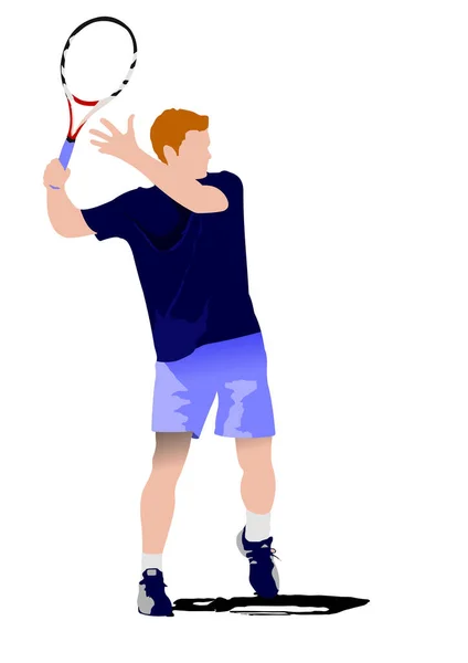 Tennis Speler Raken Bal Vector Illustratie — Stockvector