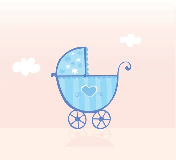 Baby Ankündigungskarte Mit Niedlichem Kinderwagen — Stockvektor