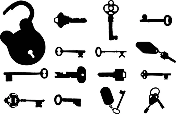 Векторный Набор Значков Ключей — стоковый вектор