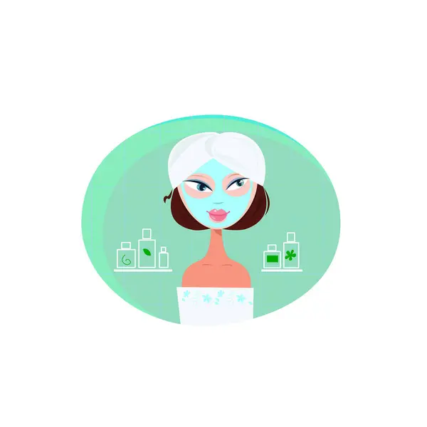 Žena Tvář Maskou Vektorové Ilustrace Jednoduchý Design — Stockový vektor