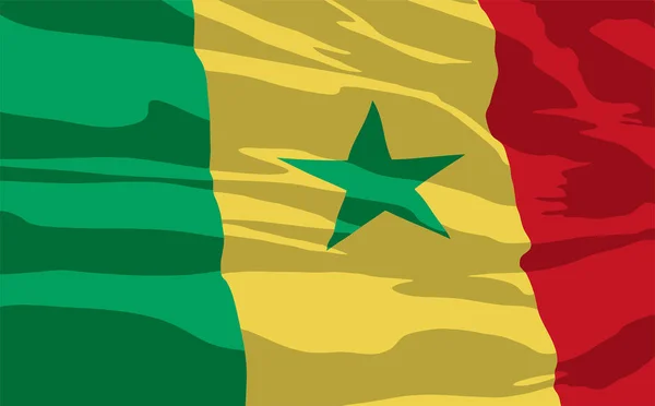 Senegalna Flaga Falującą Fakturą Grunge Tło Wektora — Wektor stockowy
