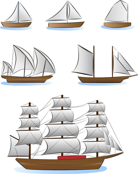 Set Weißer Schiffe — Stockvektor