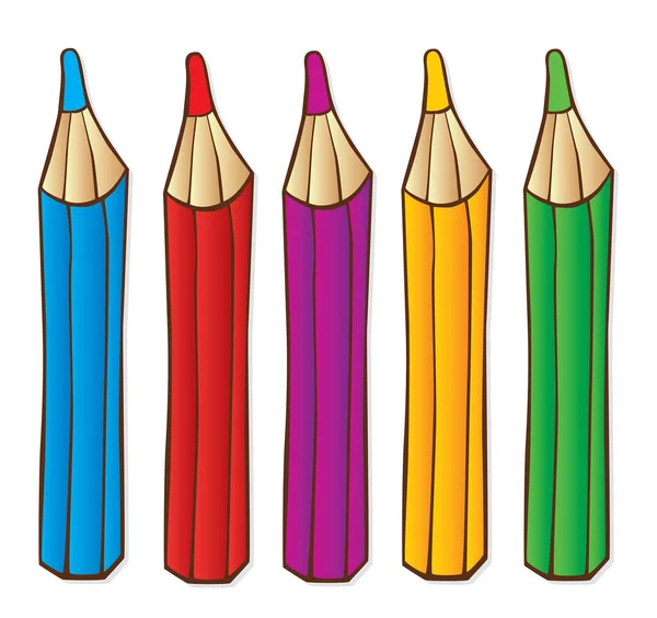 Set Color Pencils Cartoon Style — Stock Vector