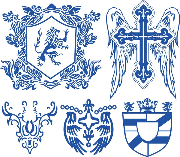 Set Vektor Wappen Wappen Wappen Schild Und Adler — Stockvektor