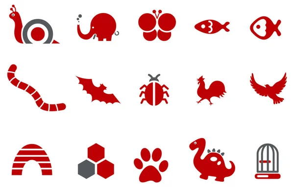 Vector Conjunto Iconos Animales — Vector de stock