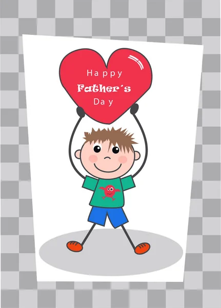 Vector Illustration Happy Father Son Greeting Card — Stock Vector