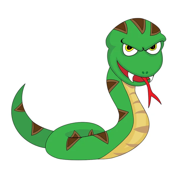 Dibujo Animado Verde Serpiente Vector Ilustración — Vector de stock