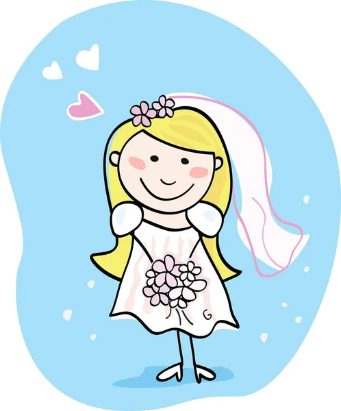 Vektor Illustration Von Mädchen Hochzeitskleid — Stockvektor