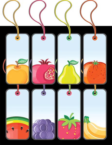 Vector Ilustración Etiquetas Frutas — Vector de stock