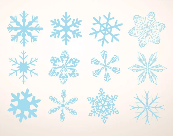 Vektorové Ilustrace Sněhových Vloček — Stockový vektor