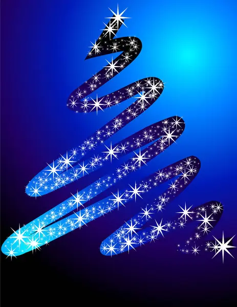Christmas Tree Lights Dark Blue Background — Stock Vector