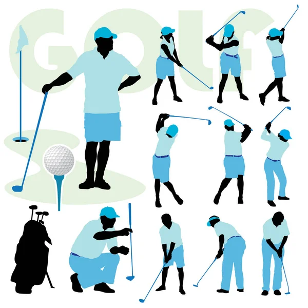 Set Icone Golf Clubsport Illustrazione Vettoriale Design Semplice — Vettoriale Stock