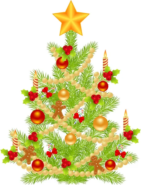 Weihnachtsbaum Und Weihnachtskugeln — Stockvektor