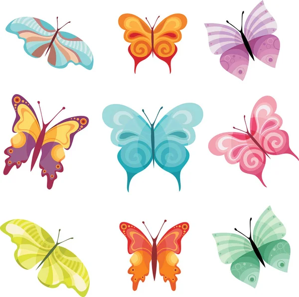 Set Colorful Butterflies — Stock Vector