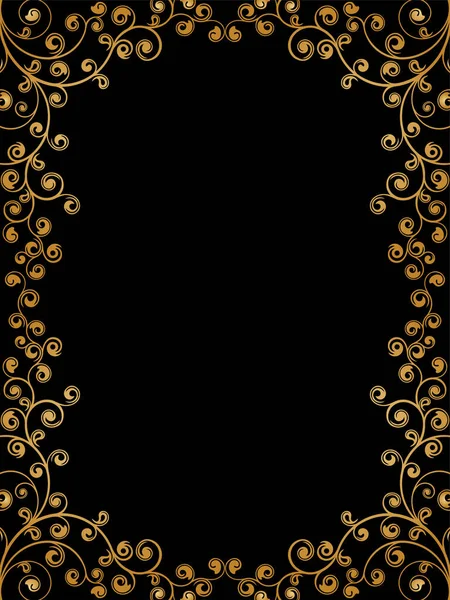 Золотая Винтажная Рамка Черном Фоне Векторная Иллюстрация — стоковый вектор