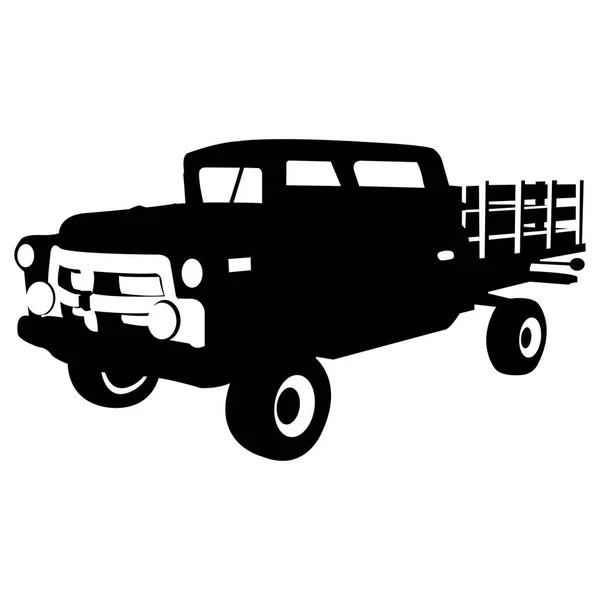 Illustration Vectorielle Noir Blanc Camion — Image vectorielle