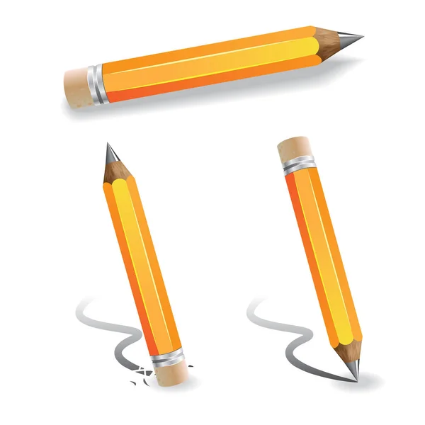 Vector Pencils Erasers — Stock Vector