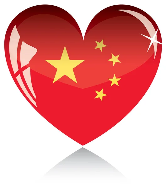 China Bandeira Ícone Coração Ilustração Vetorial — Vetor de Stock