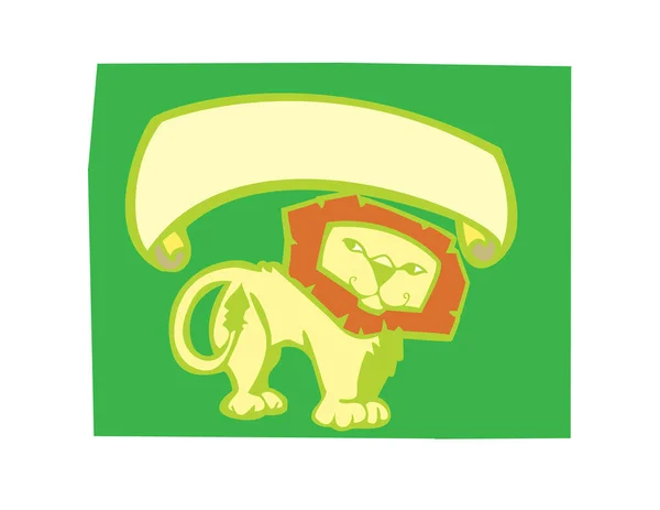 Cartoon Lion Banner Vector Illustration — Stock Vector